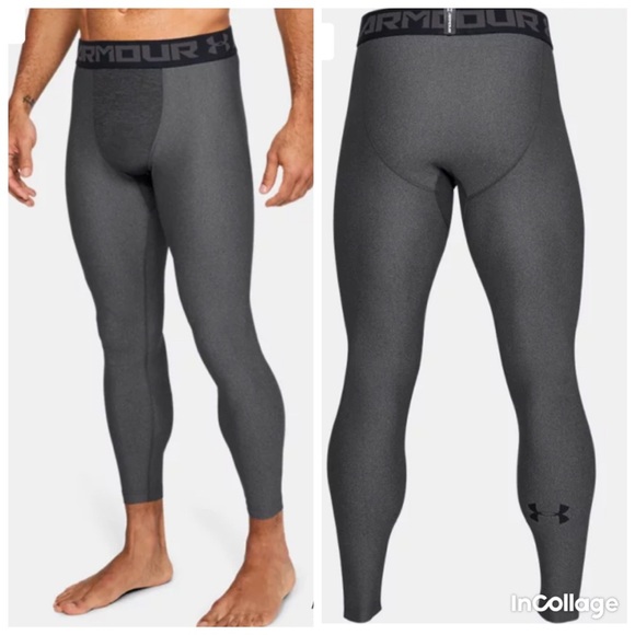 Under Armour Men's HeatGearArmour Compression Leggings Carbo Heather Black XS - Picture 1 of 9